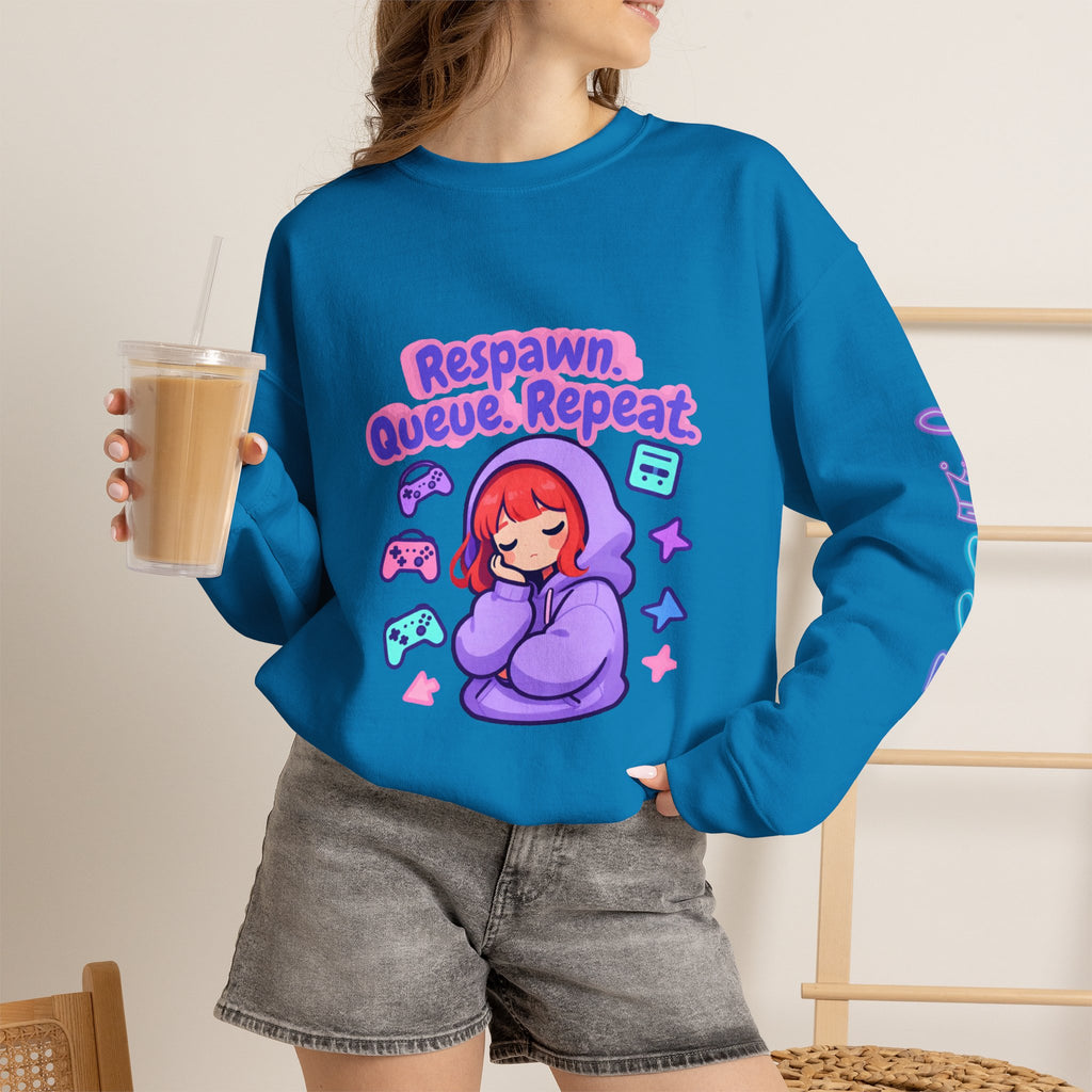 Respawn, Queue, Repeat Cozy Sweatshirt