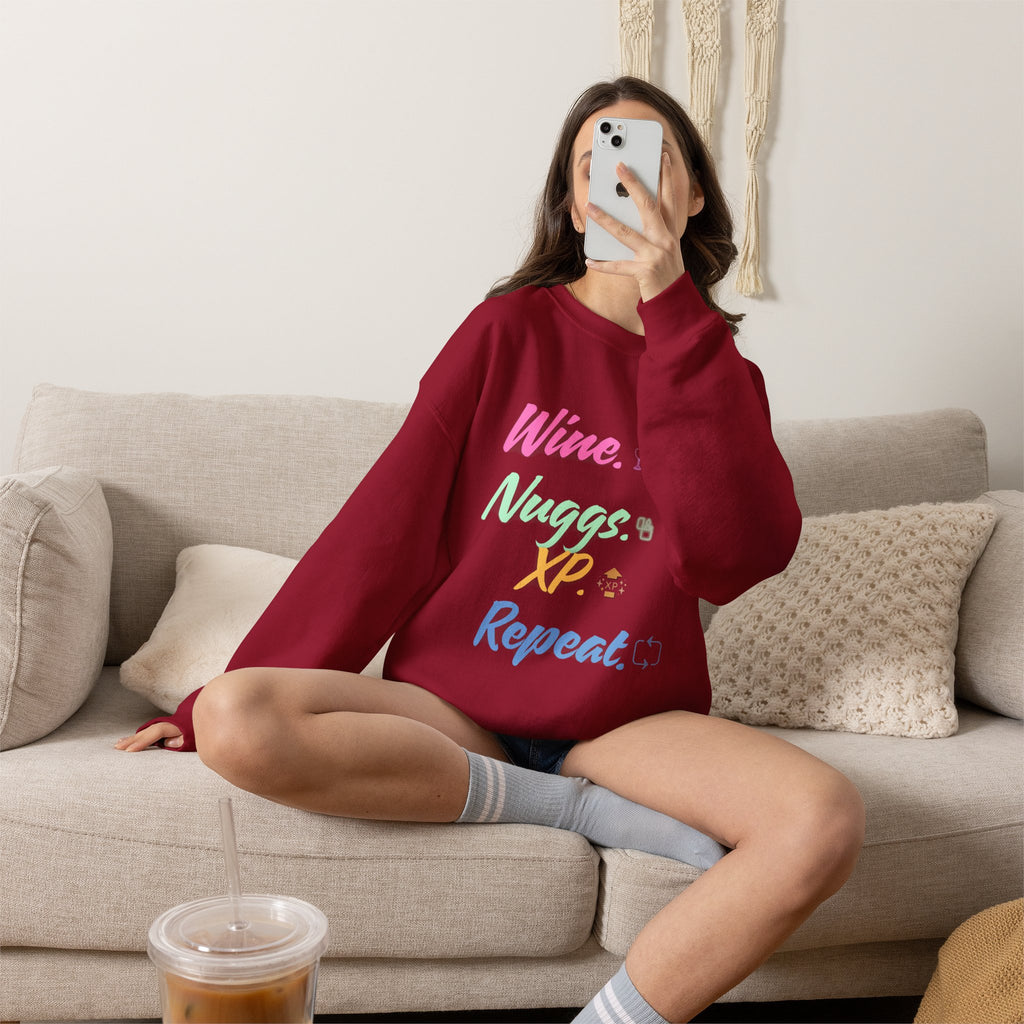 “Wine, Nuggs, XP, Repeat” Sweatshirt