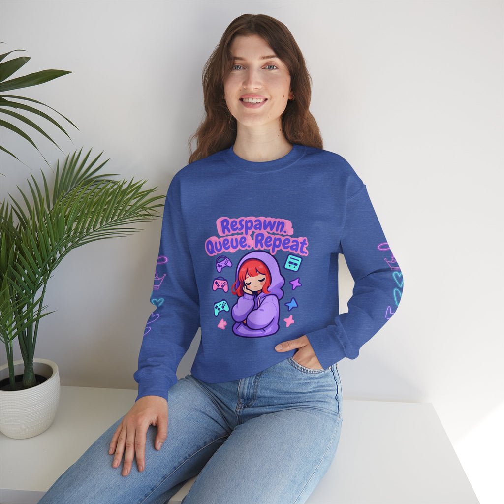 Respawn, Queue, Repeat Cozy Sweatshirt