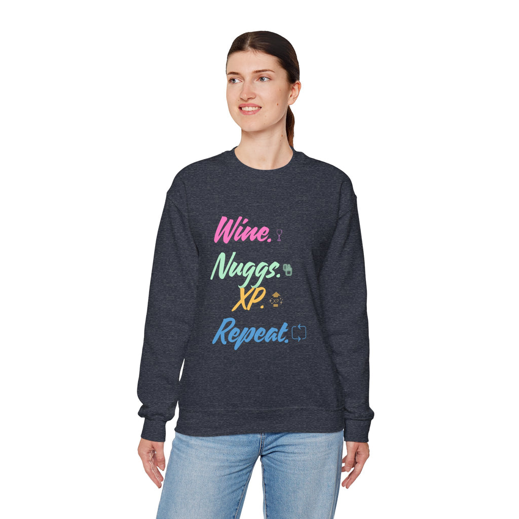 “Wine, Nuggs, XP, Repeat” Sweatshirt