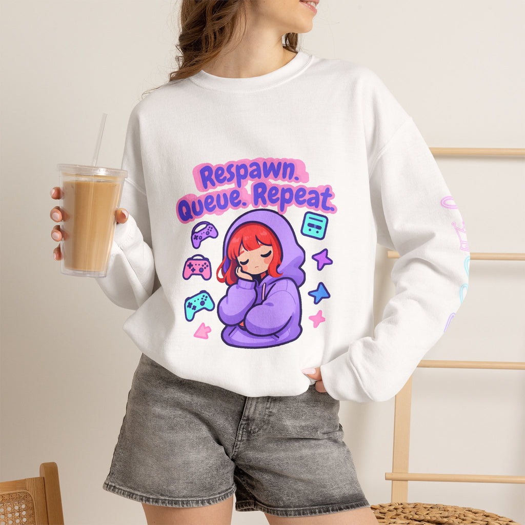 Respawn, Queue, Repeat Cozy Sweatshirt