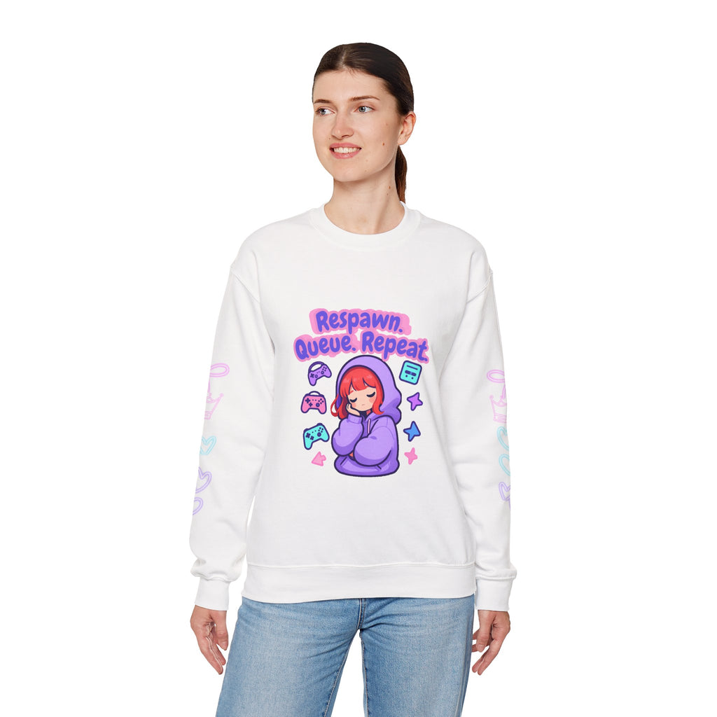 Respawn, Queue, Repeat Cozy Sweatshirt