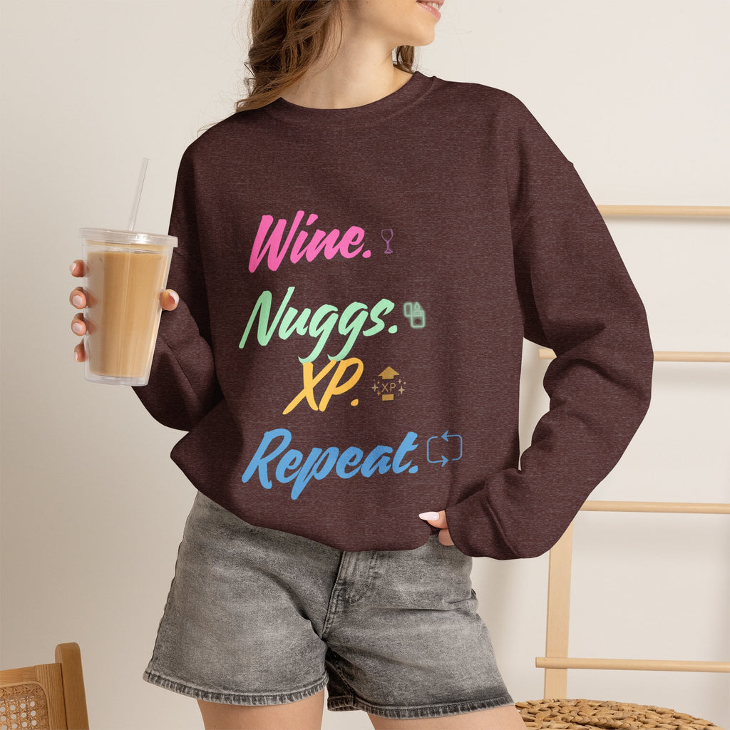“Wine, Nuggs, XP, Repeat” Sweatshirt