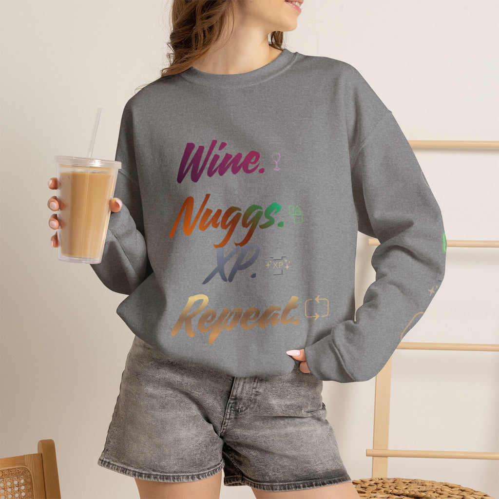 “Wine, Nuggs, XP, Repeat” Crewneck Sweatshirt