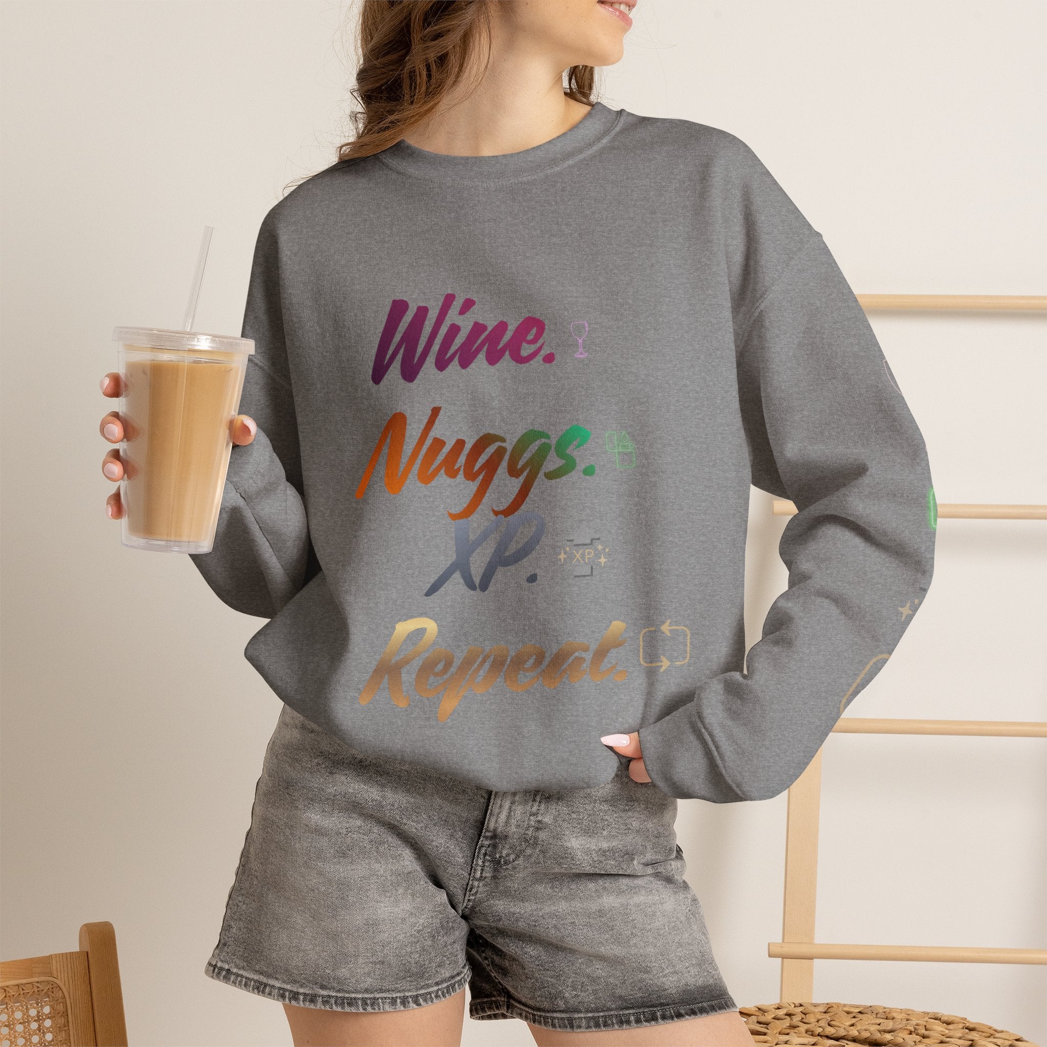“Wine, Nuggs, XP, Repeat” Crewneck Sweatshirt
