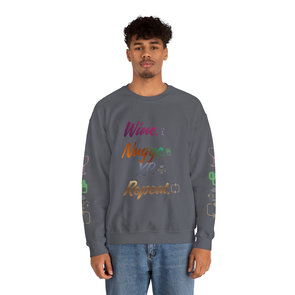 “Wine, Nuggs, XP, Repeat” Crewneck Sweatshirt