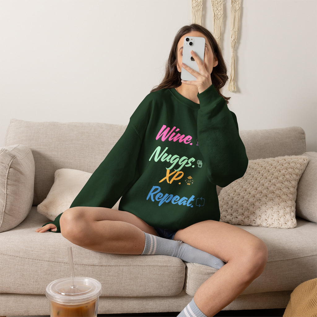 “Wine, Nuggs, XP, Repeat” Sweatshirt
