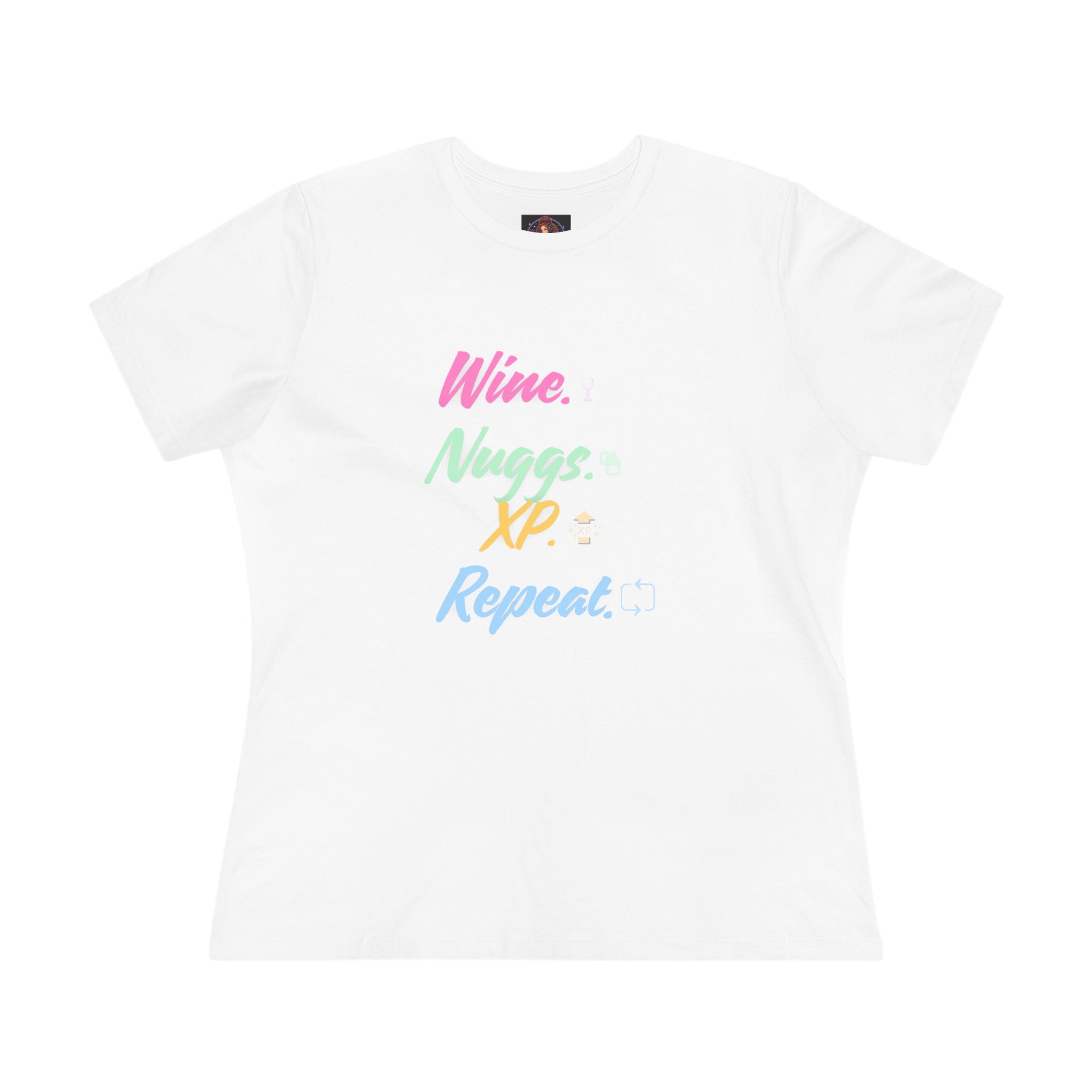 “Wine, Nuggs, XP, Repeat” Women's Cotton Tee