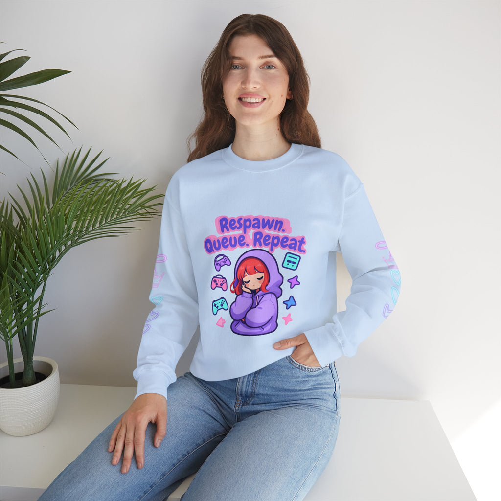 Respawn, Queue, Repeat Cozy Sweatshirt