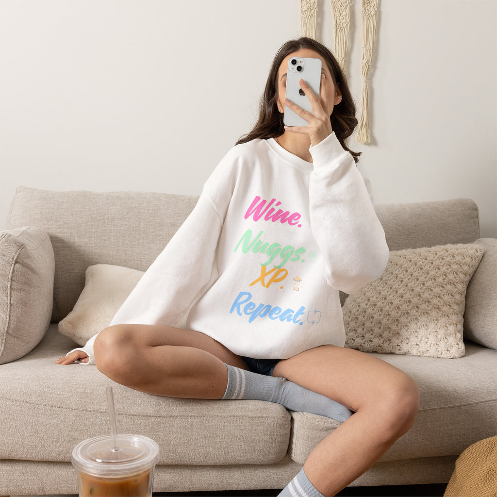 “Wine, Nuggs, XP, Repeat” Sweatshirt