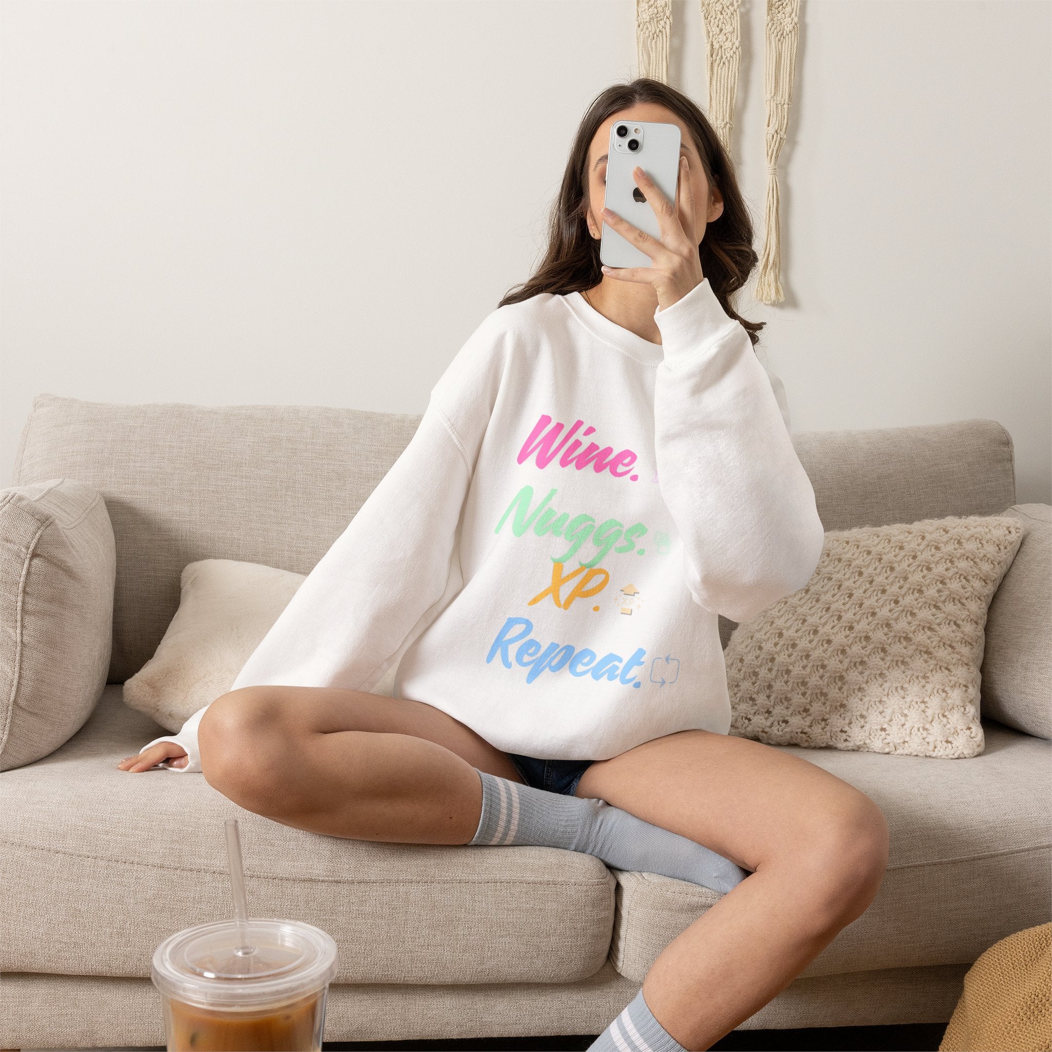 “Wine, Nuggs, XP, Repeat” Sweatshirt