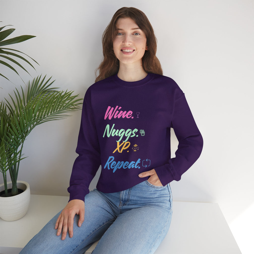 “Wine, Nuggs, XP, Repeat” Sweatshirt