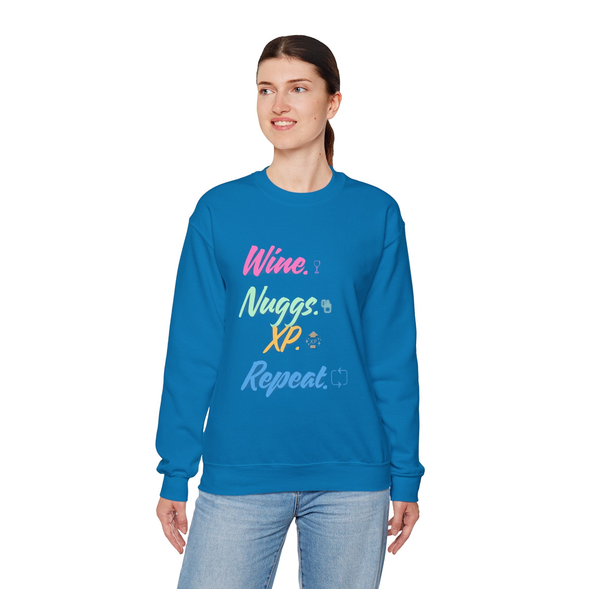 “Wine, Nuggs, XP, Repeat” Sweatshirt