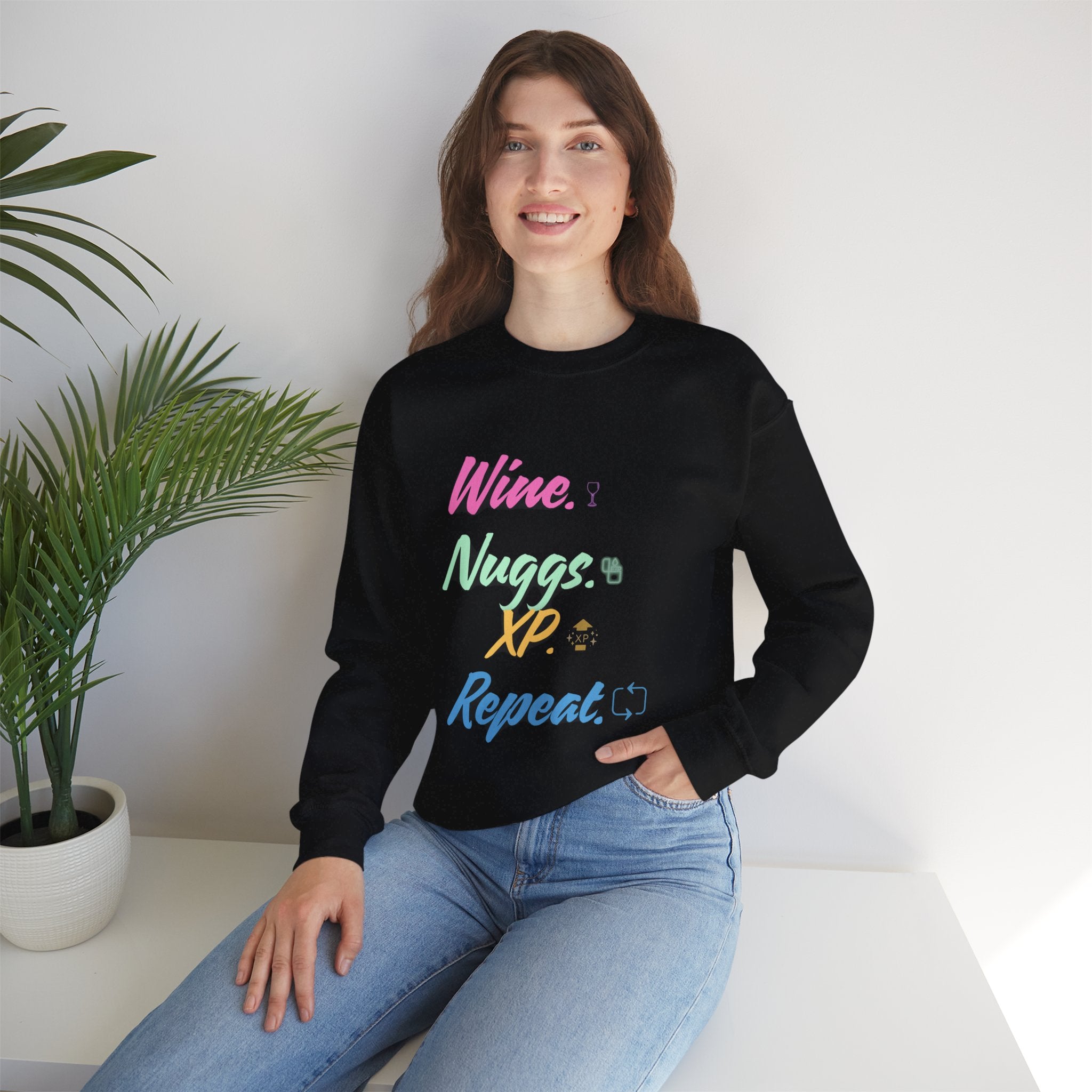 “Wine, Nuggs, XP, Repeat” Sweatshirt