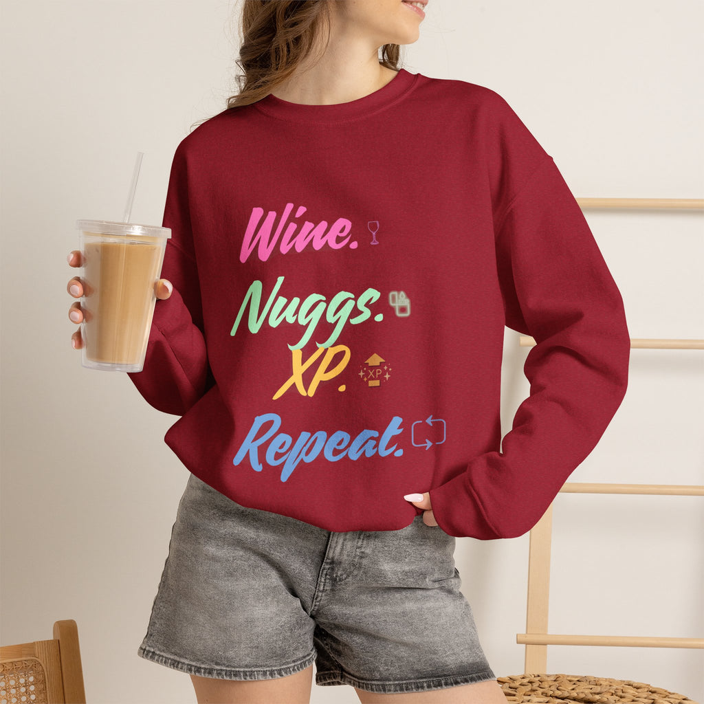 “Wine, Nuggs, XP, Repeat” Sweatshirt