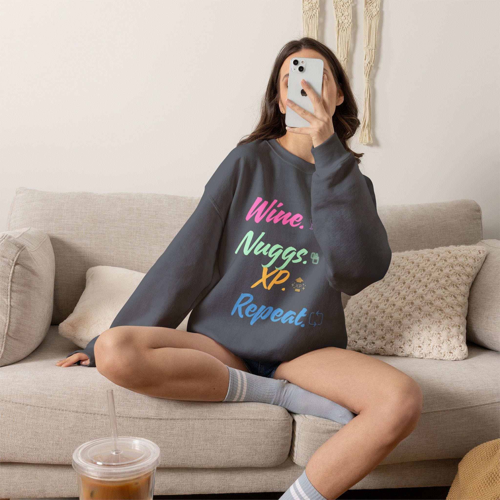 “Wine, Nuggs, XP, Repeat” Sweatshirt