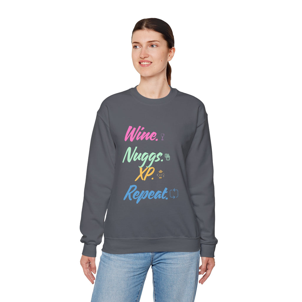 “Wine, Nuggs, XP, Repeat” Sweatshirt