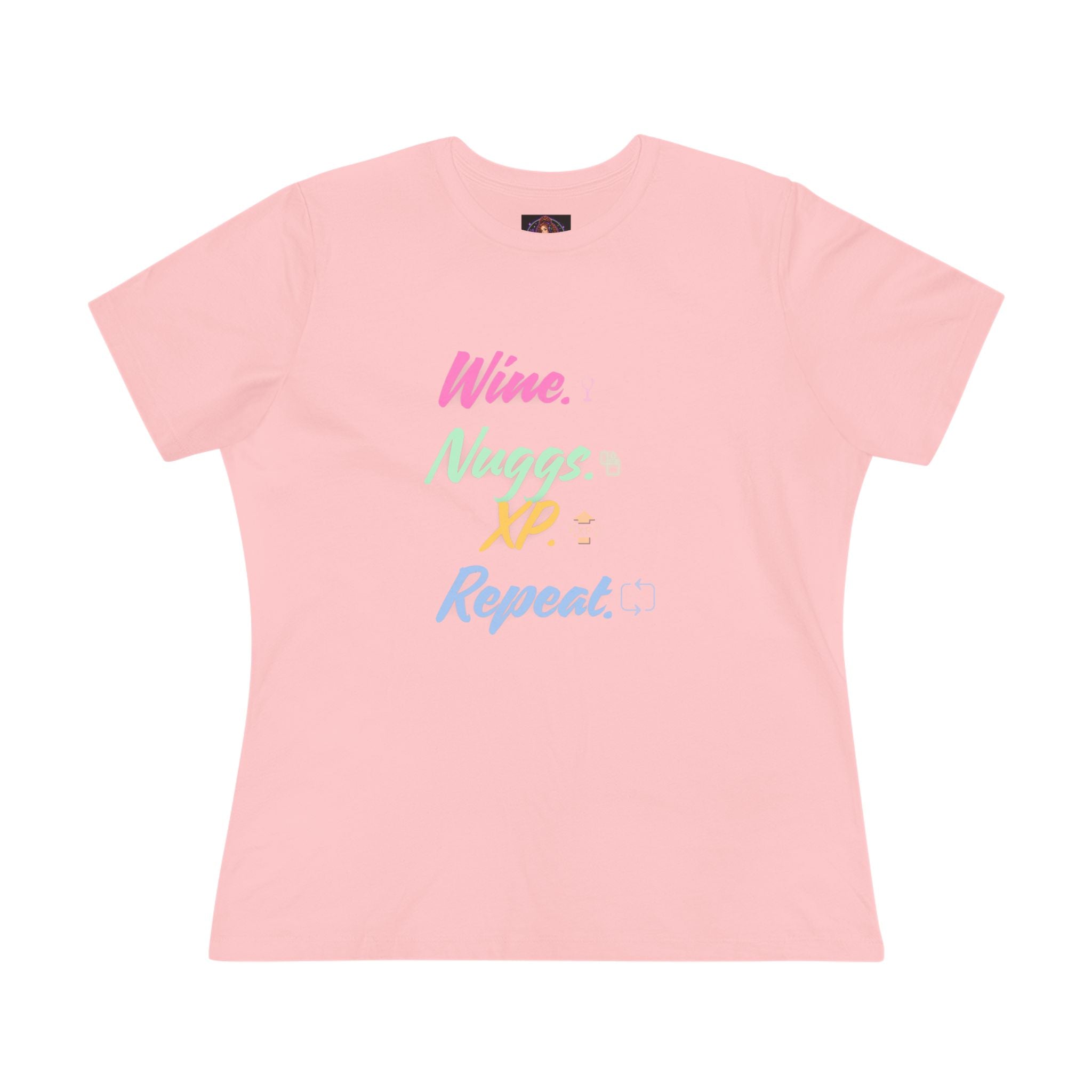 “Wine, Nuggs, XP, Repeat” Women's Cotton Tee