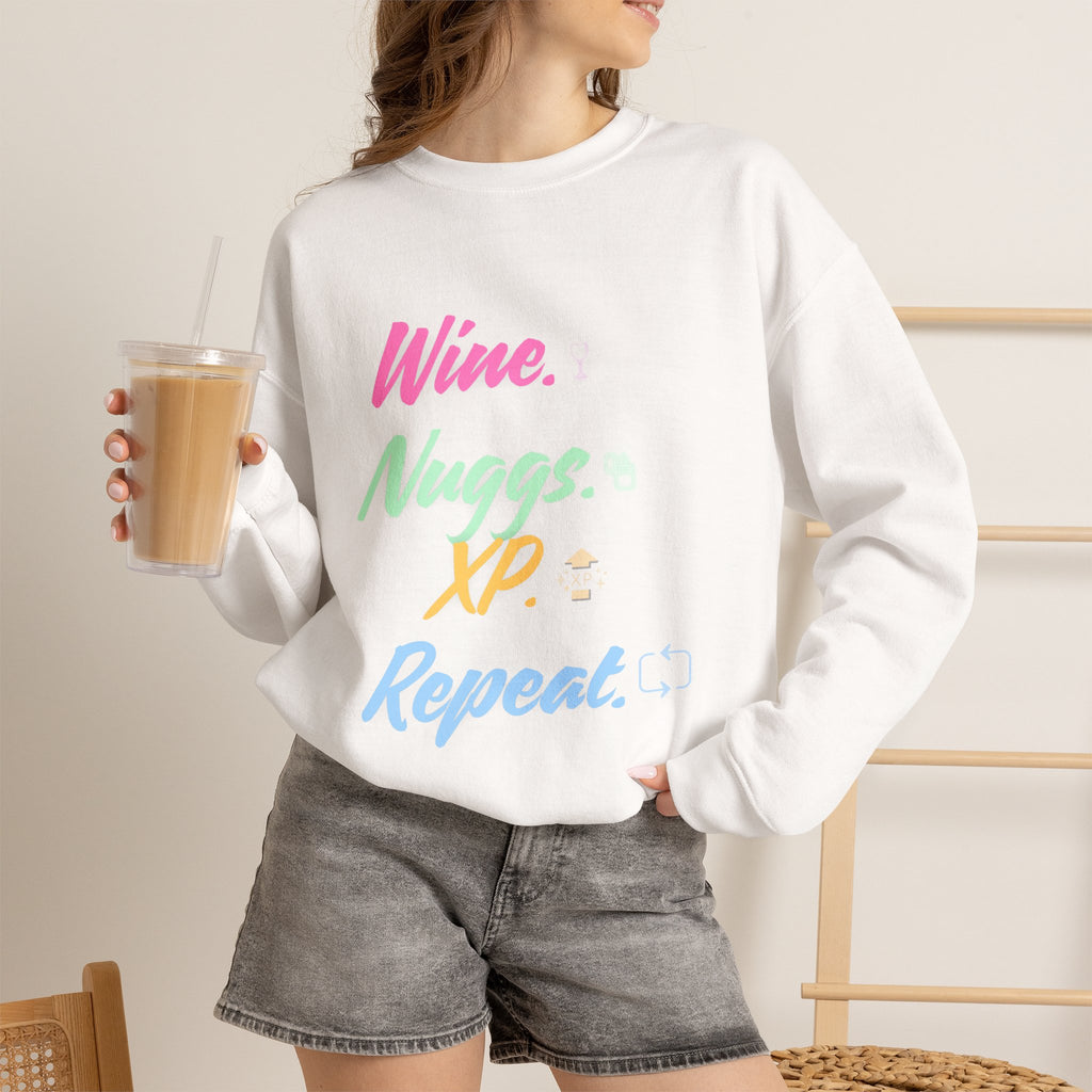 “Wine, Nuggs, XP, Repeat” Sweatshirt