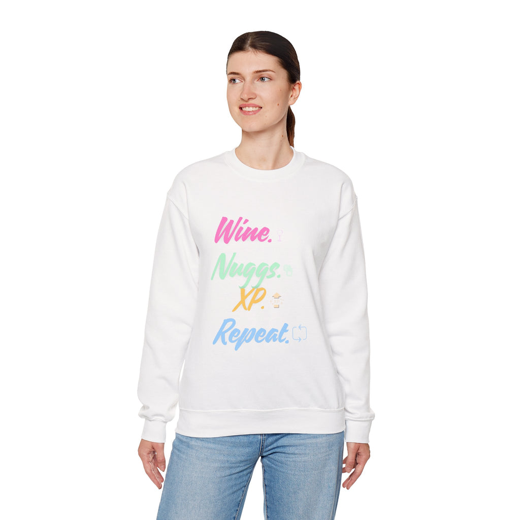 “Wine, Nuggs, XP, Repeat” Sweatshirt