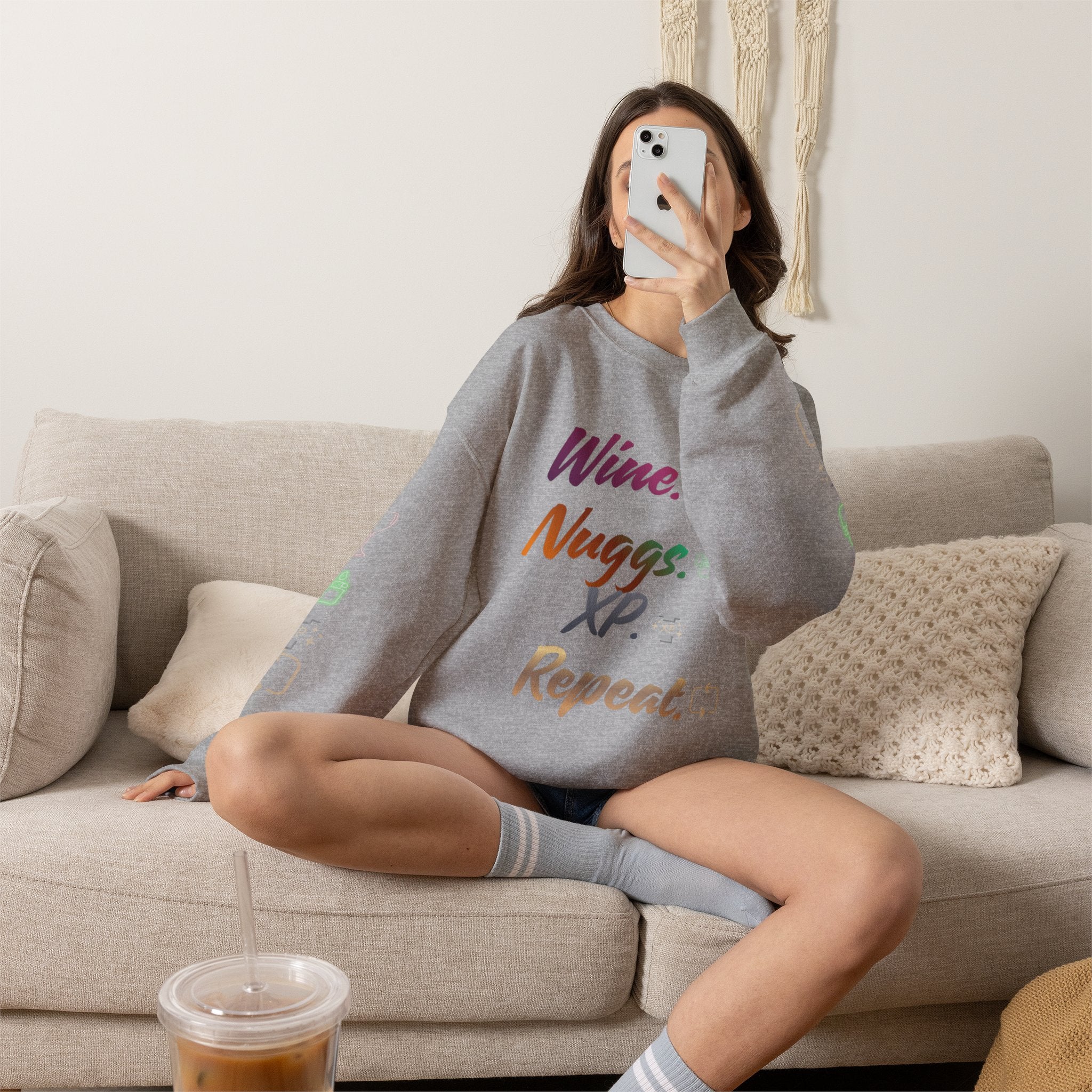 “Wine, Nuggs, XP, Repeat” Crewneck Sweatshirt