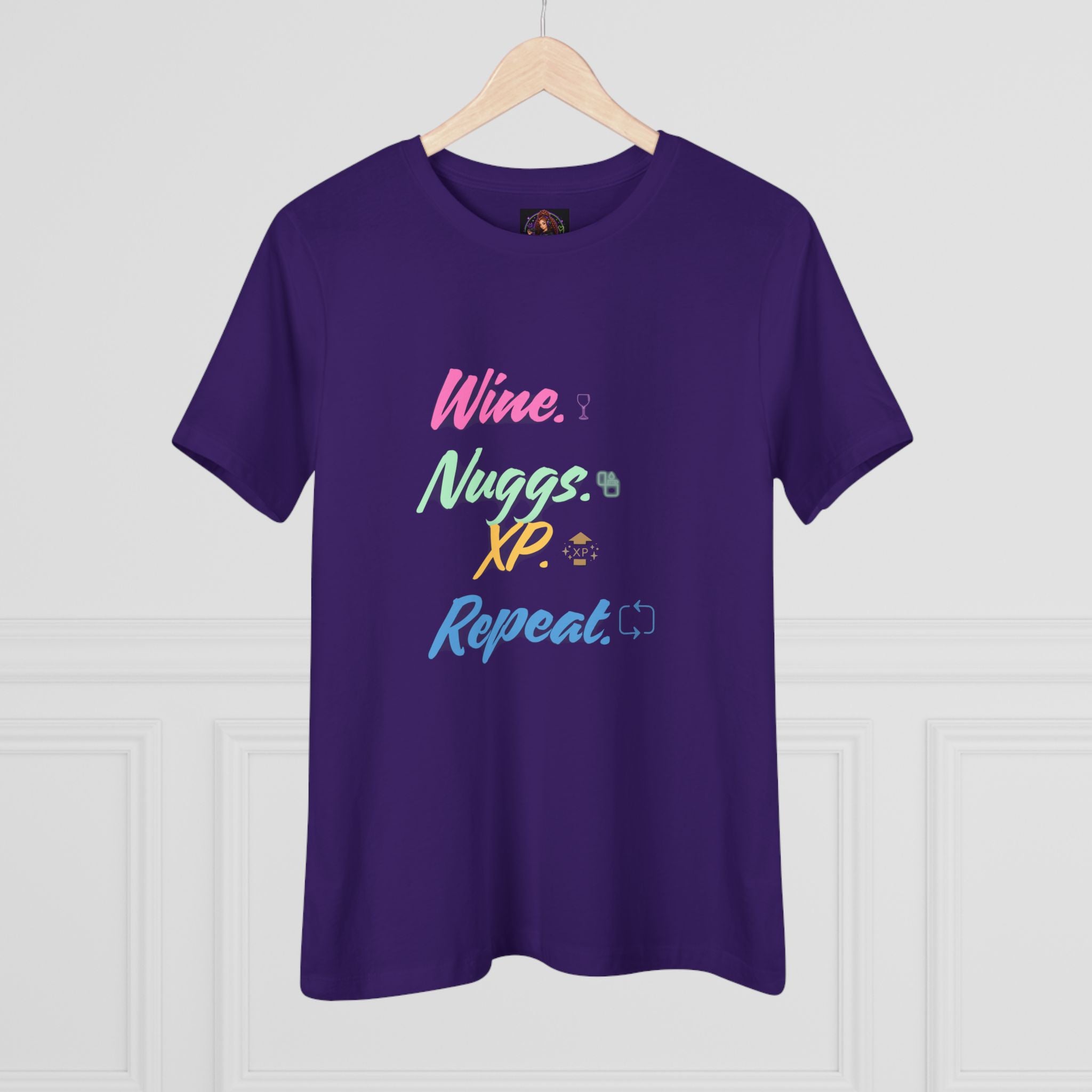 “Wine, Nuggs, XP, Repeat” Women's Cotton Tee