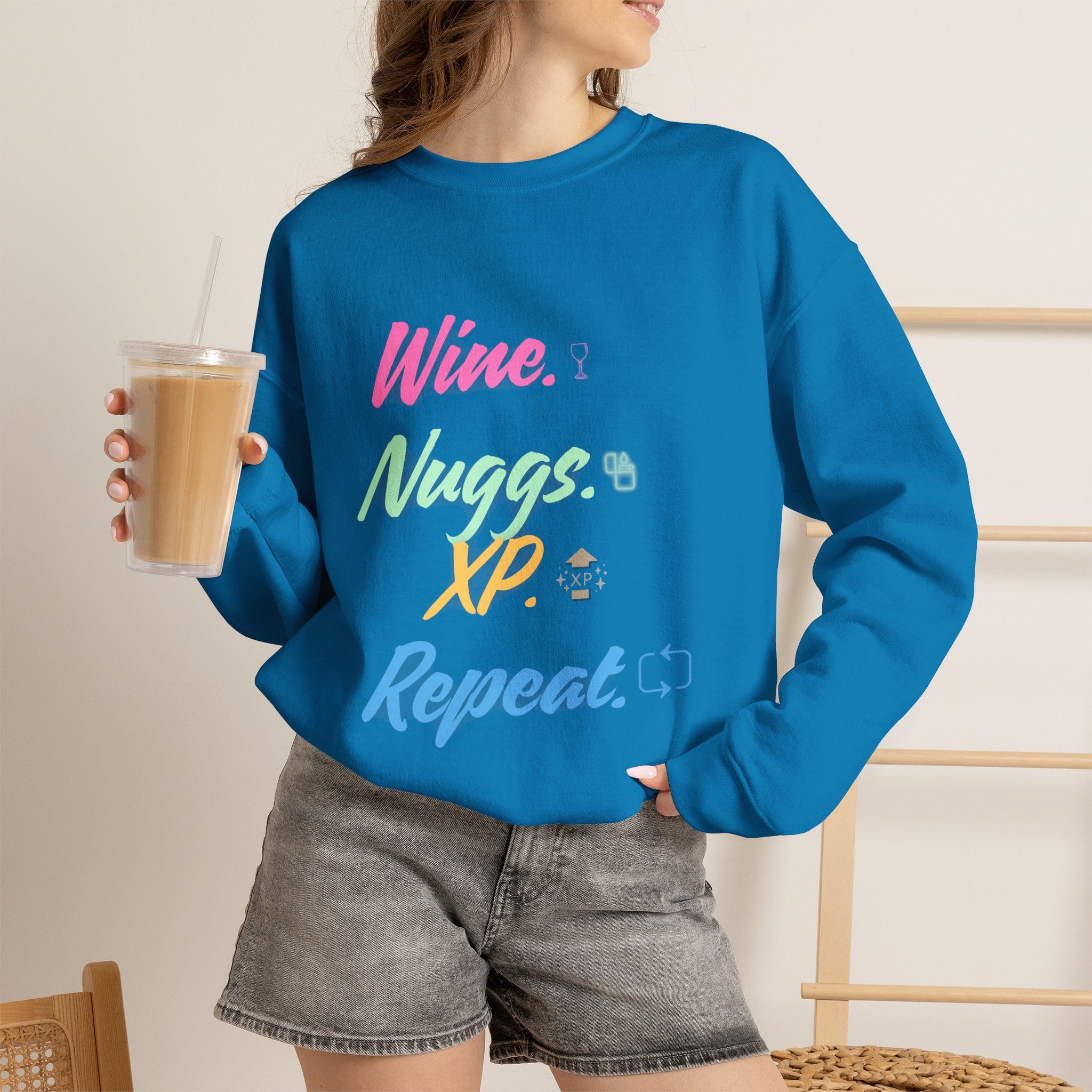 “Wine, Nuggs, XP, Repeat” Sweatshirt