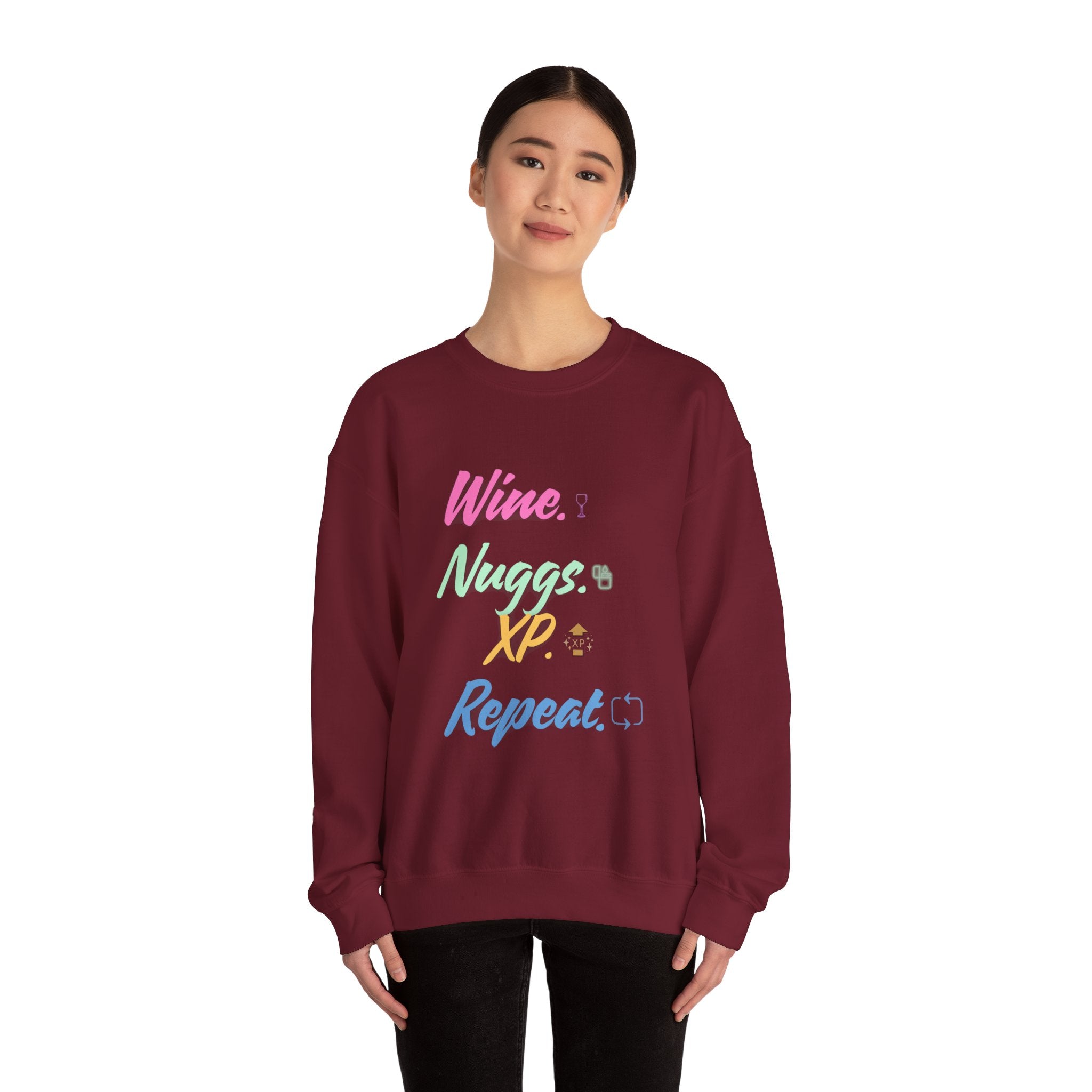 “Wine, Nuggs, XP, Repeat” Sweatshirt