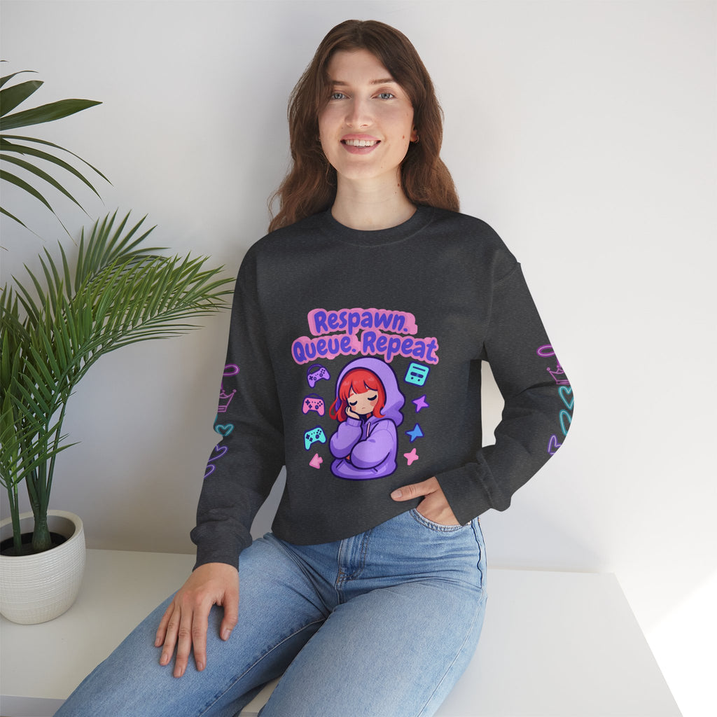 Respawn, Queue, Repeat Cozy Sweatshirt