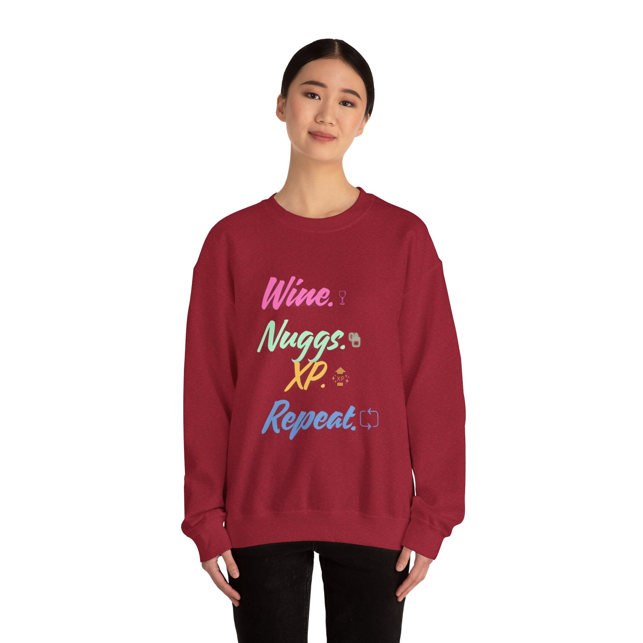 “Wine, Nuggs, XP, Repeat” Sweatshirt