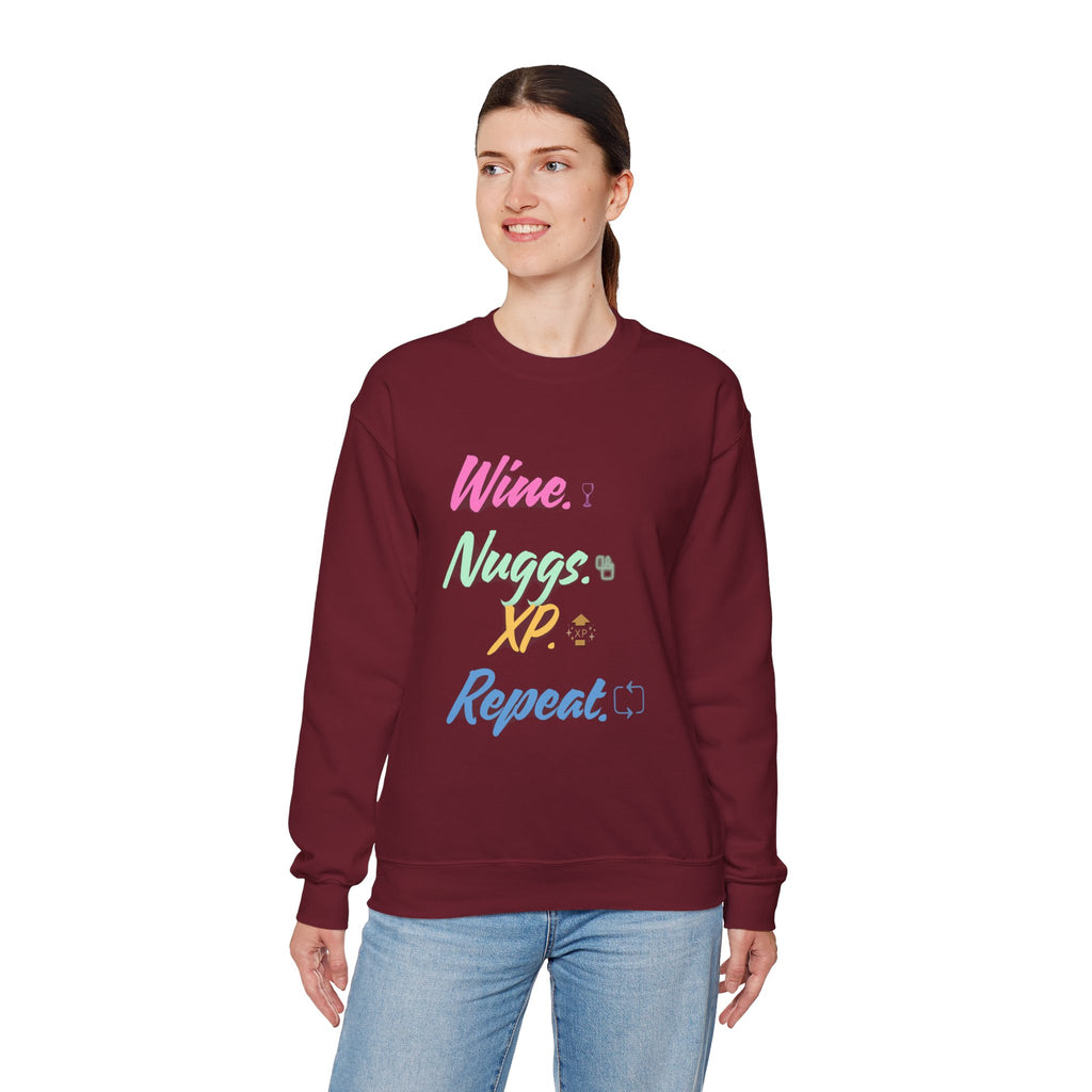 “Wine, Nuggs, XP, Repeat” Sweatshirt