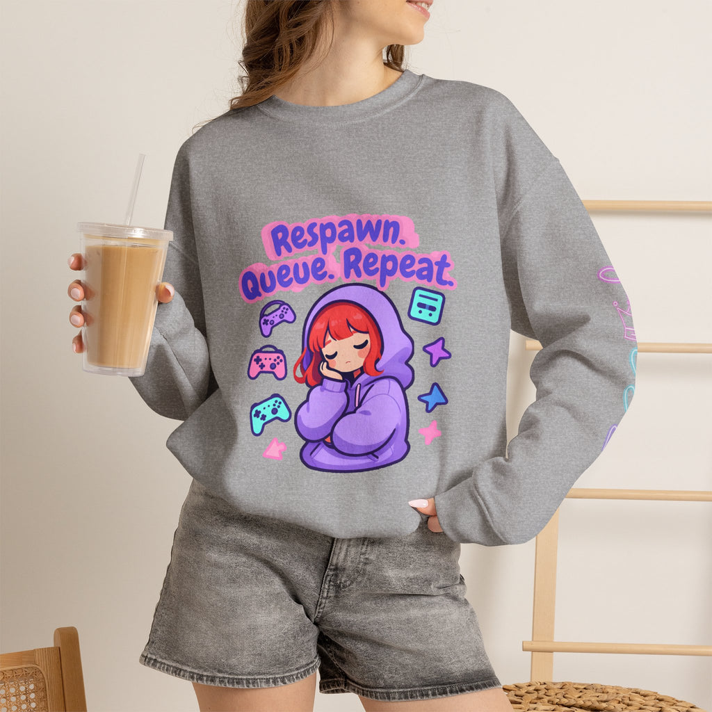 Respawn, Queue, Repeat Cozy Sweatshirt