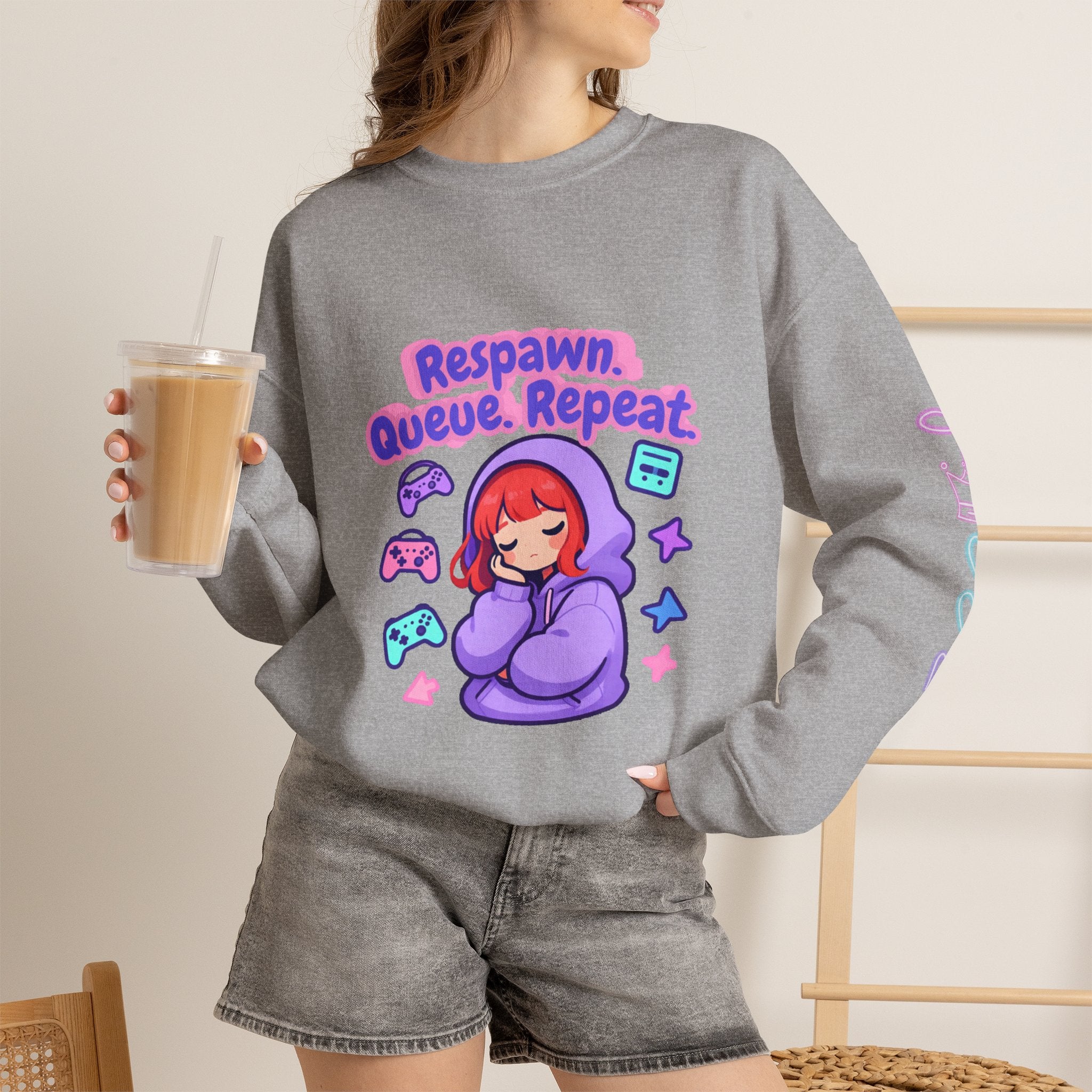Respawn, Queue, Repeat Cozy Sweatshirt