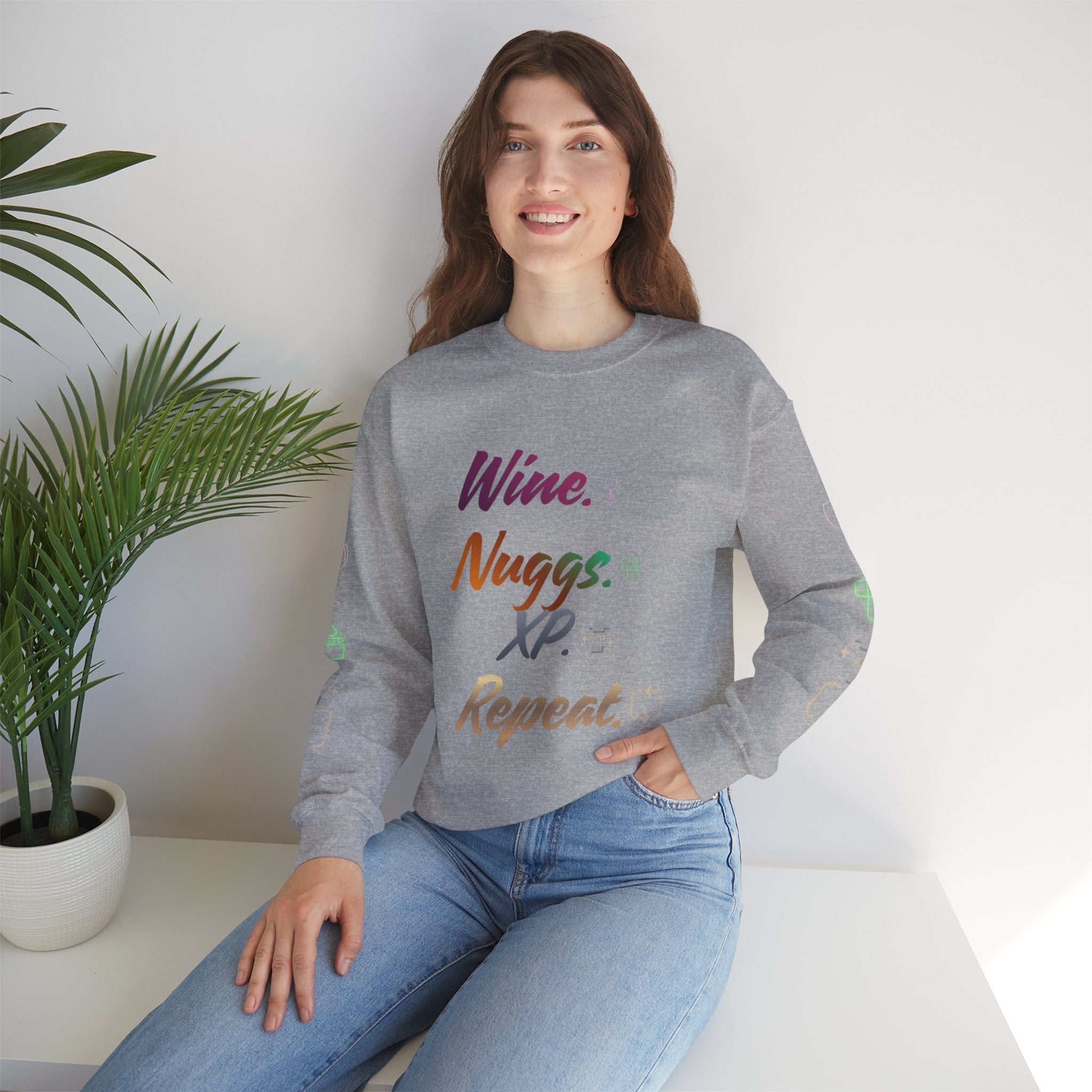 “Wine, Nuggs, XP, Repeat” Crewneck Sweatshirt