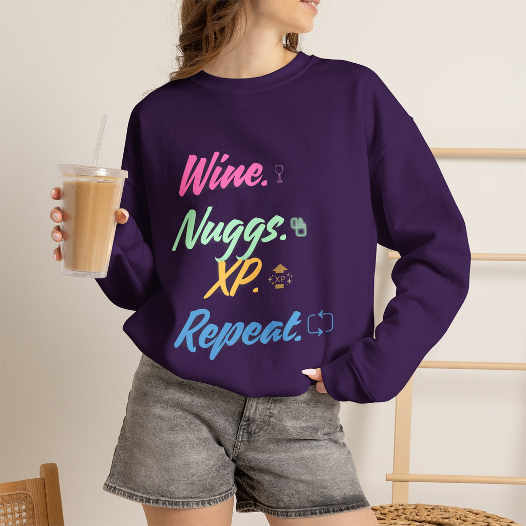 “Wine, Nuggs, XP, Repeat” Sweatshirt