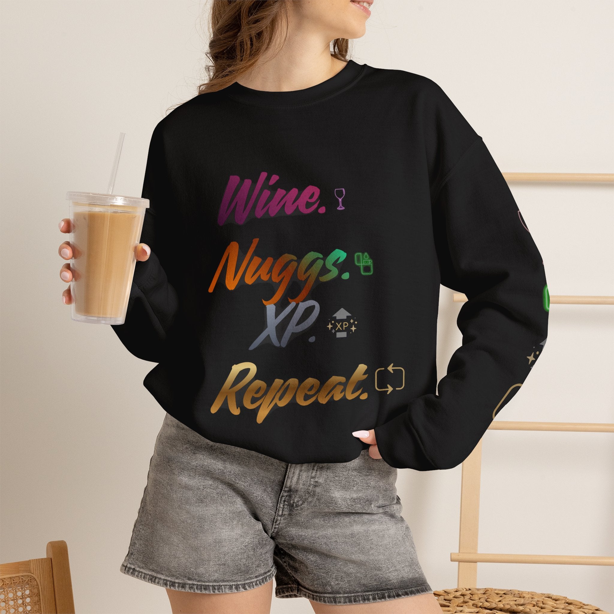 “Wine, Nuggs, XP, Repeat” Crewneck Sweatshirt