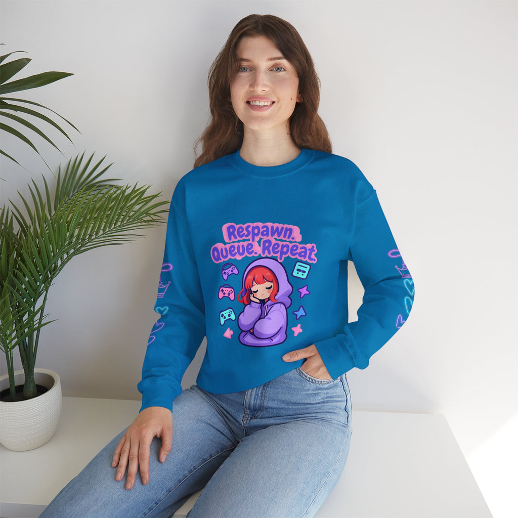Respawn, Queue, Repeat Cozy Sweatshirt