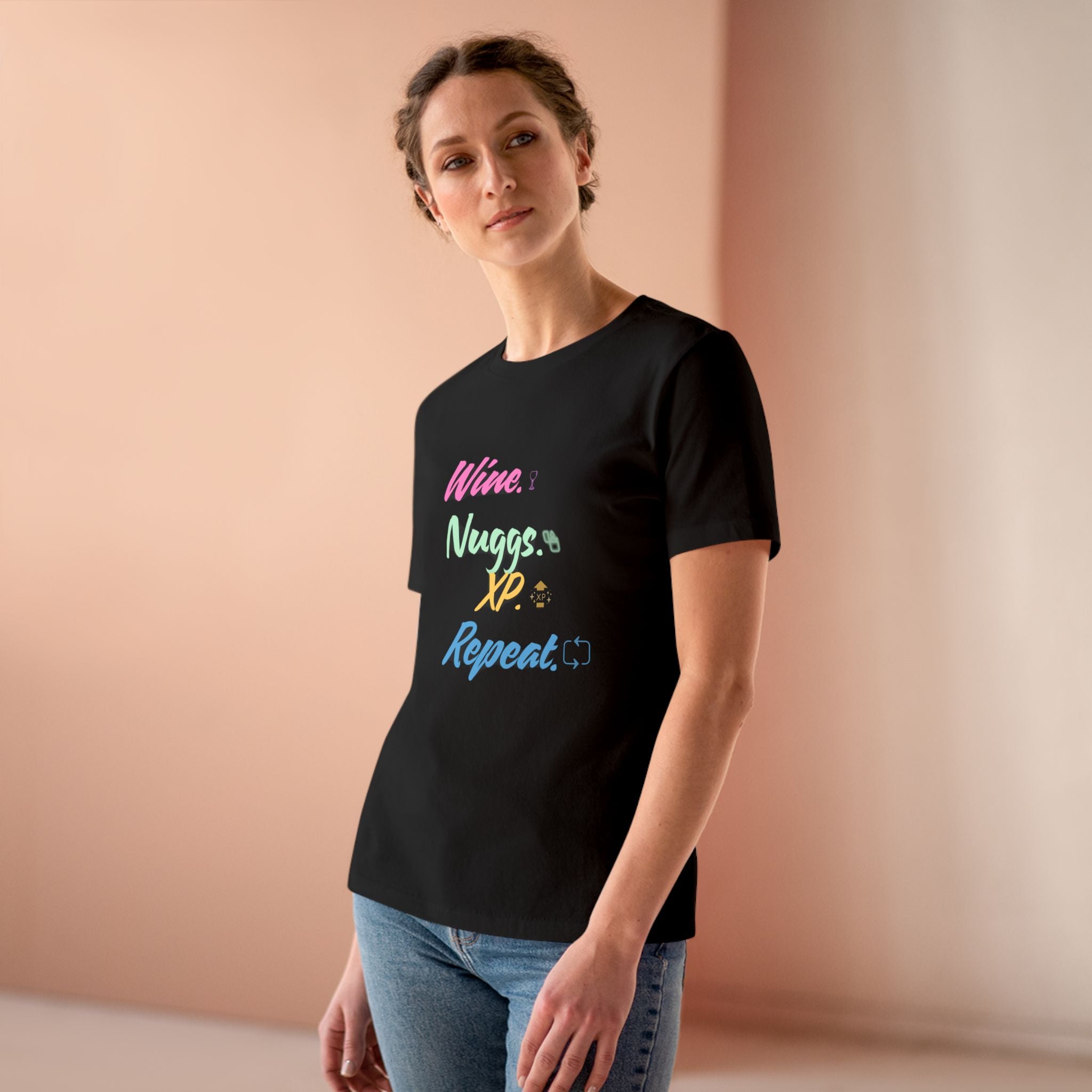 “Wine, Nuggs, XP, Repeat” Cozy Tee