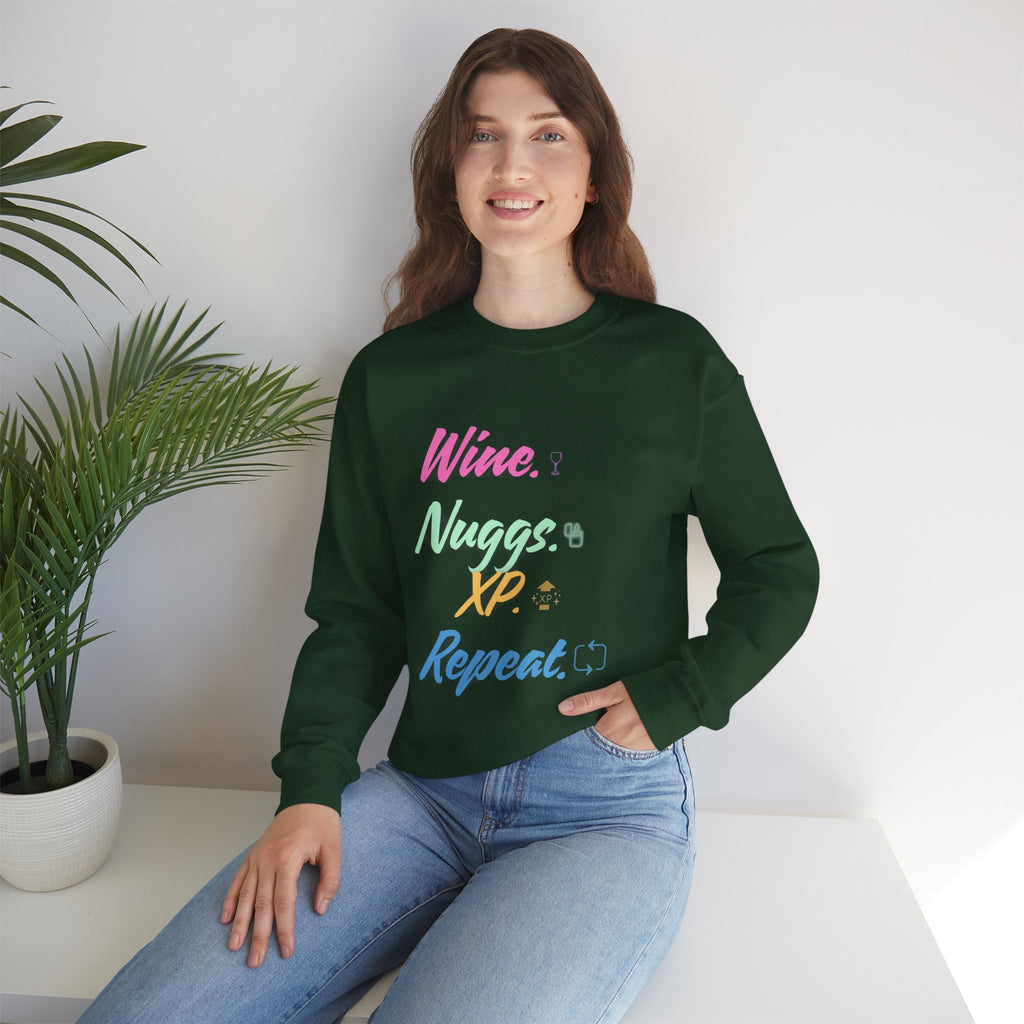 “Wine, Nuggs, XP, Repeat” Sweatshirt
