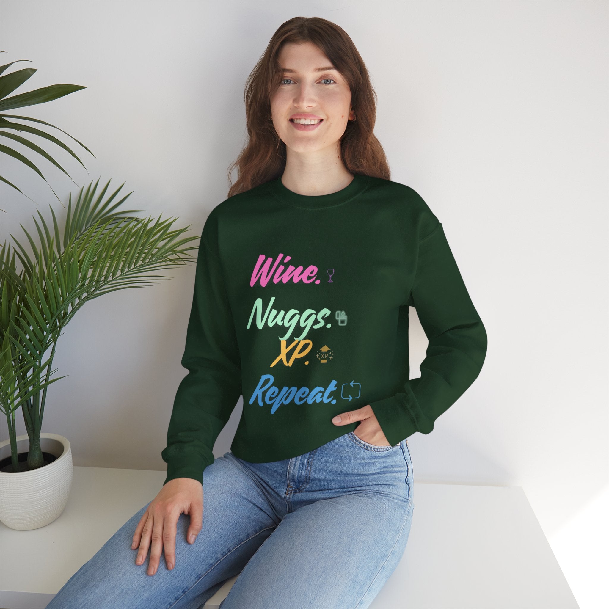 “Wine, Nuggs, XP, Repeat” Sweatshirt