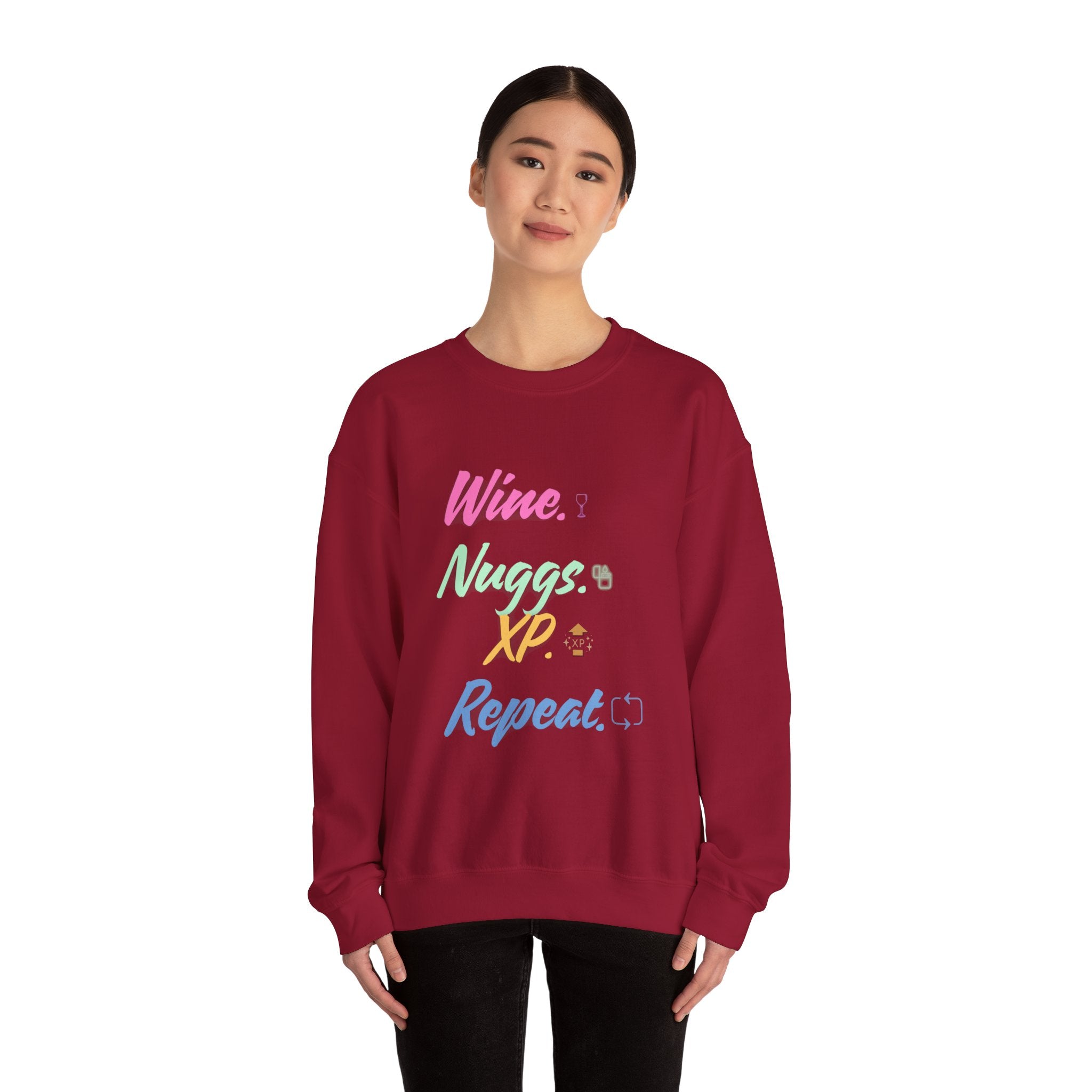 “Wine, Nuggs, XP, Repeat” Sweatshirt