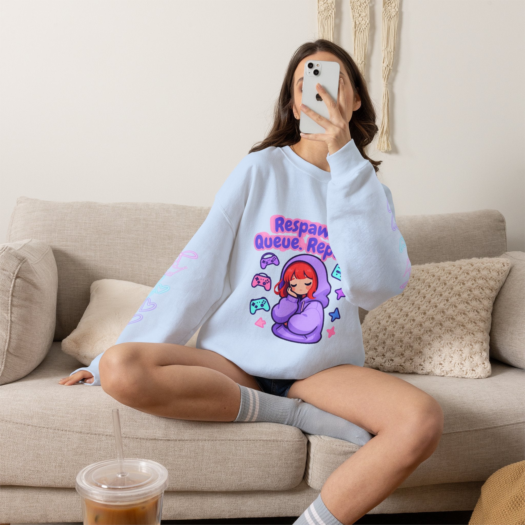 Respawn, Queue, Repeat Cozy Sweatshirt