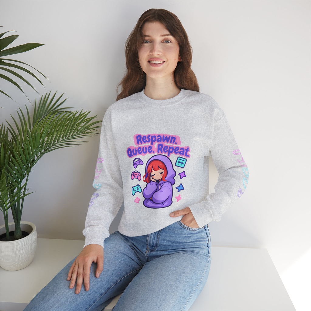 Respawn, Queue, Repeat Cozy Sweatshirt