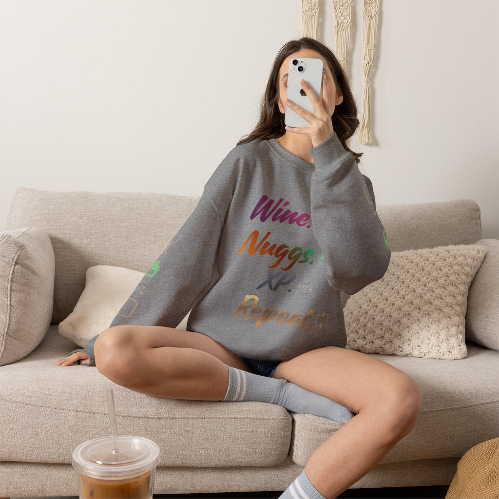 “Wine, Nuggs, XP, Repeat” Crewneck Sweatshirt