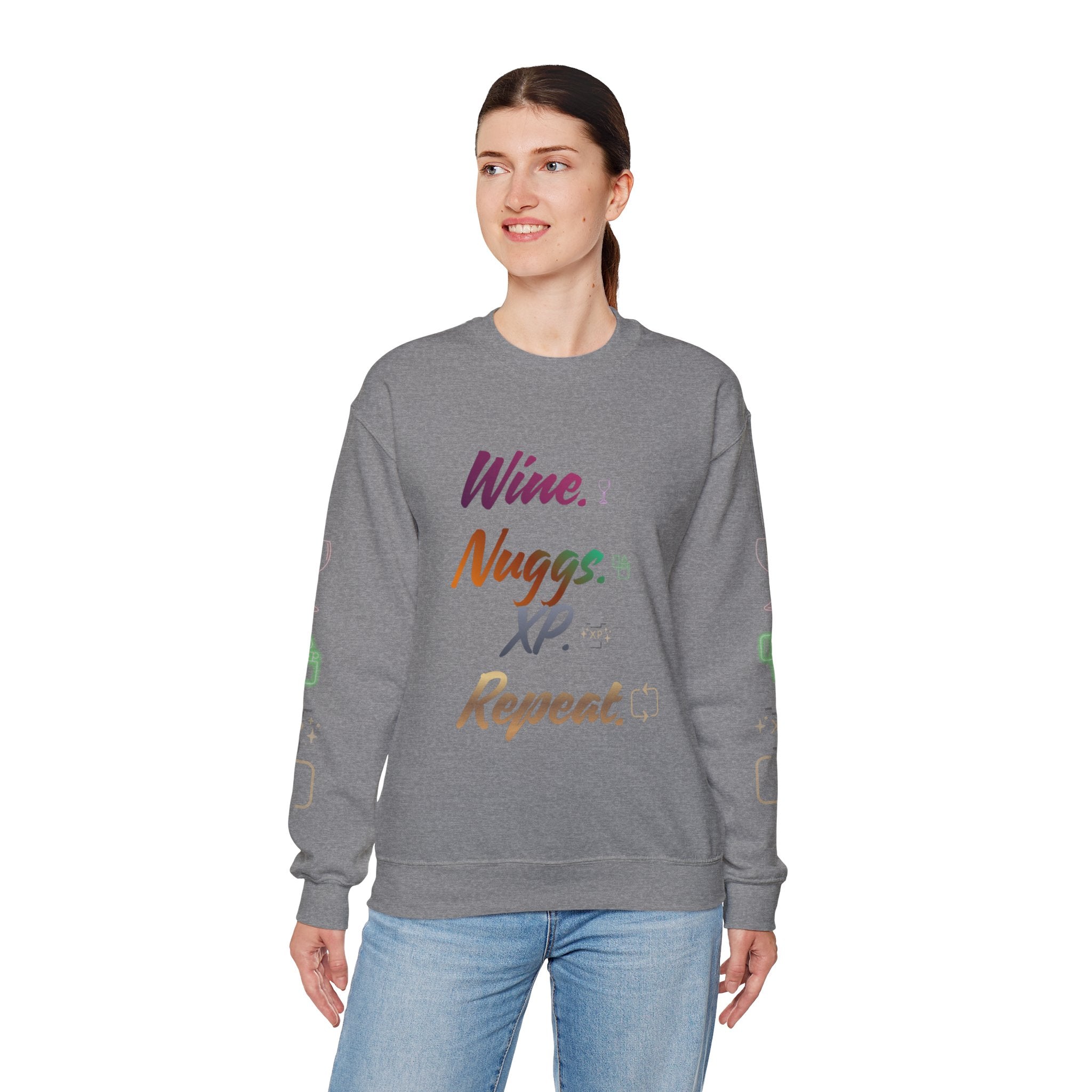 “Wine, Nuggs, XP, Repeat” Crewneck Sweatshirt