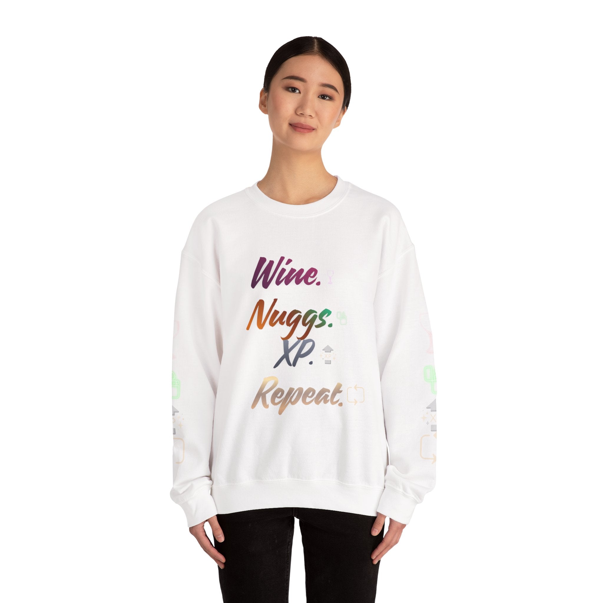 “Wine, Nuggs, XP, Repeat” Crewneck Sweatshirt