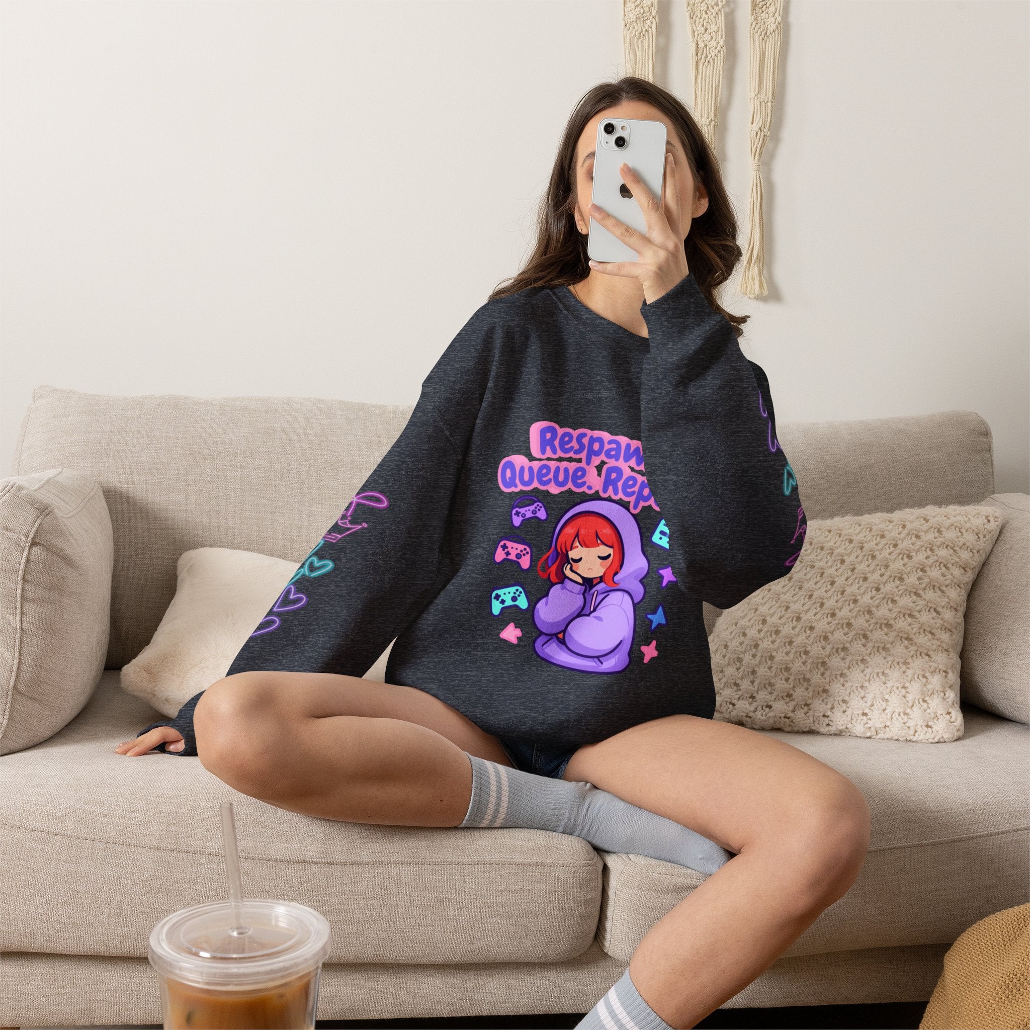 Respawn, Queue, Repeat Cozy Sweatshirt