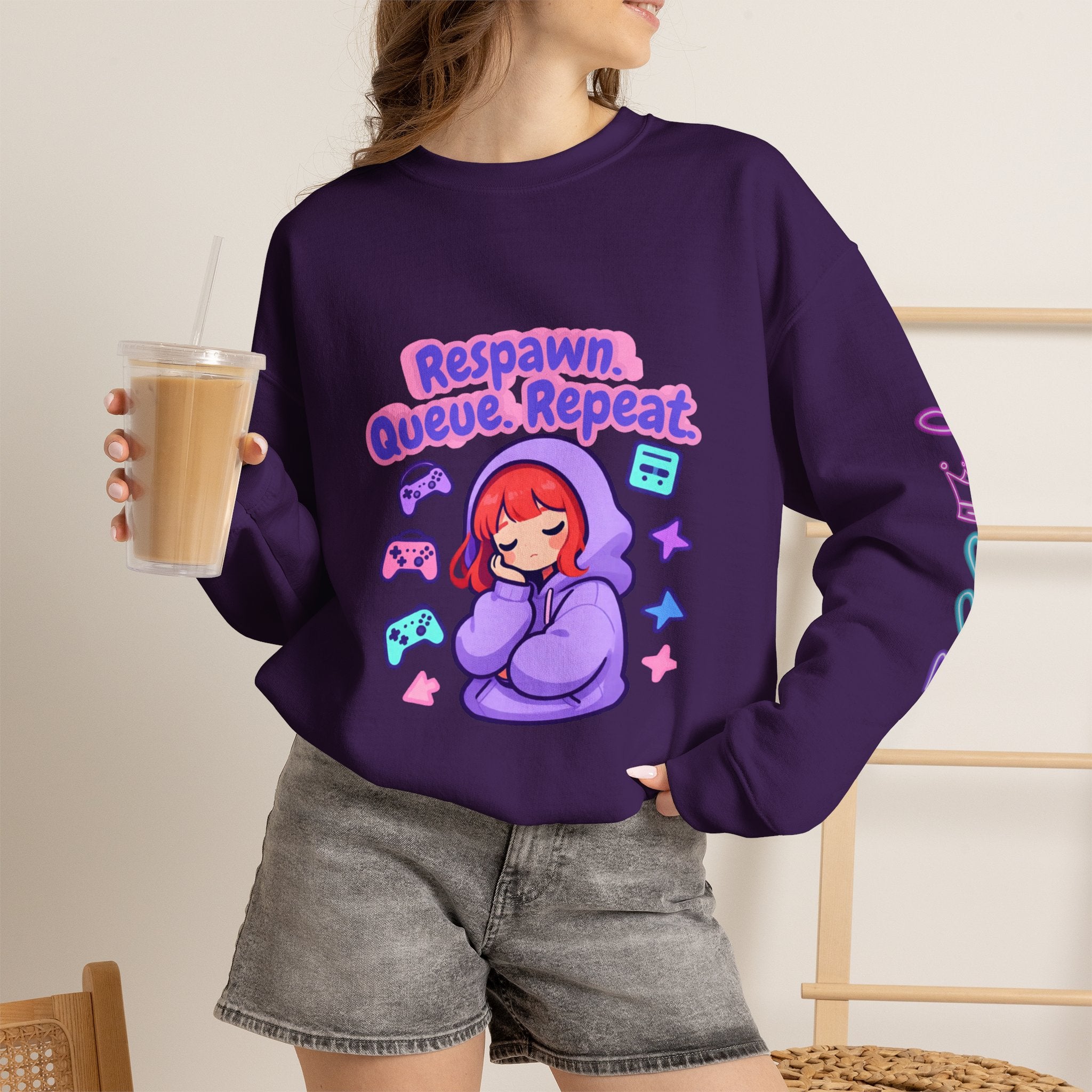 Respawn, Queue, Repeat Cozy Sweatshirt