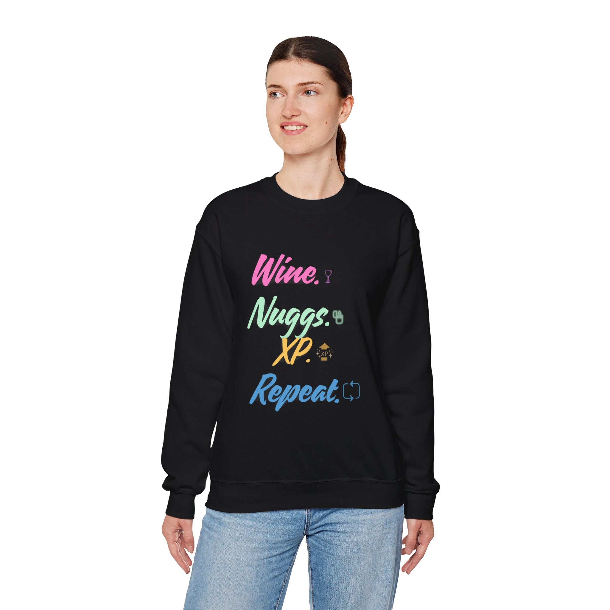 “Wine, Nuggs, XP, Repeat” Sweatshirt