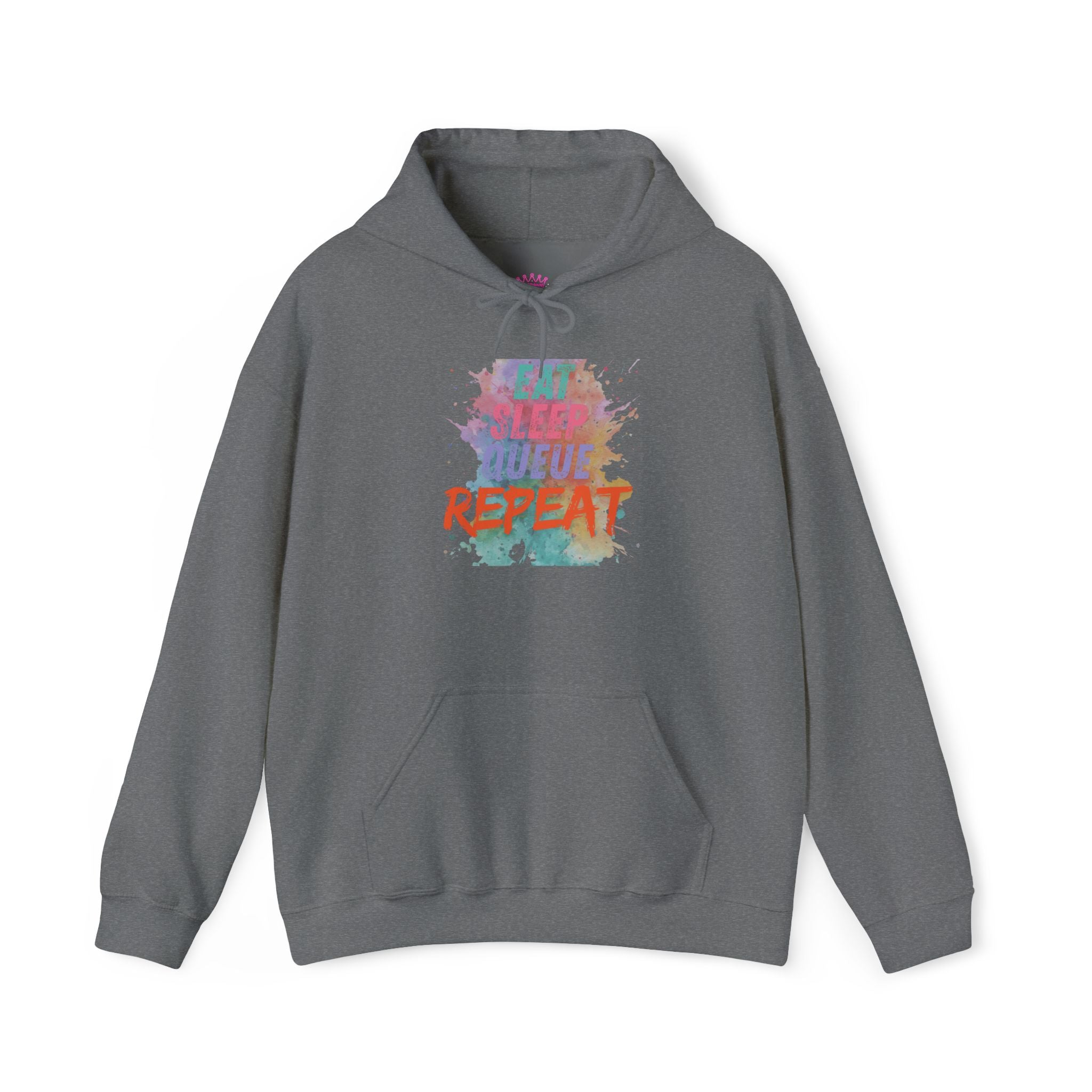 “Eat Sleep Queue Repeat”Hooded Sweatshirt